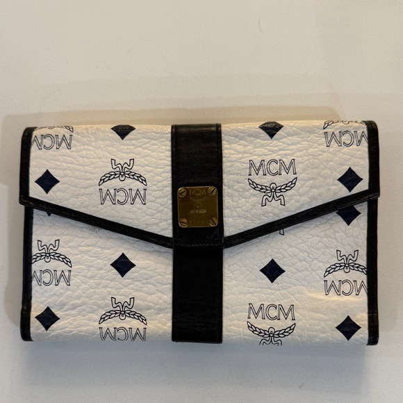 MCM Handbags - MCM Vintage Visetos Black and White Women's Wallet/Check Register